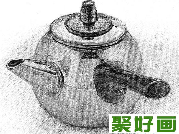 素描色调  金属水壶