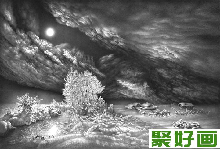 雪景素描画