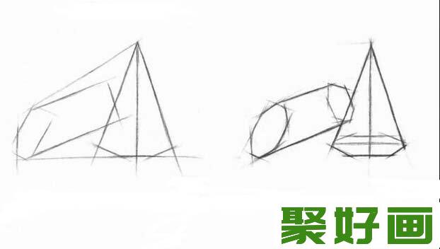 素描教程：怎么画素描圆锥与方锥结合体