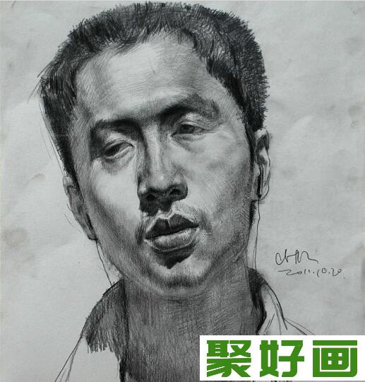 中年男人素描头像作品