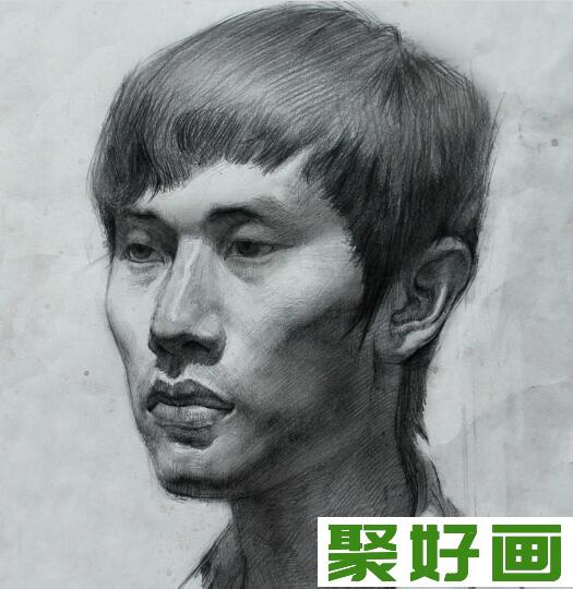 青年男子素描头像作品