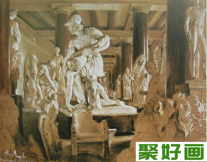 大师门采尔静物素描作品欣赏大全-《石膏像》高清大图