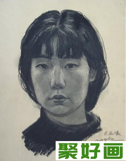 李青稞女性人物头像素描