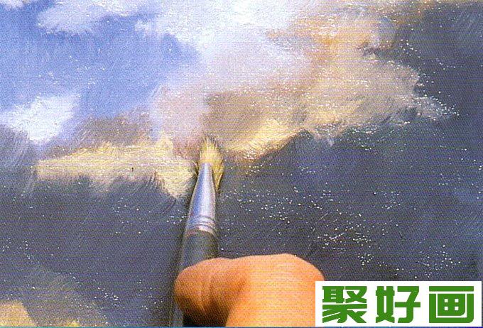 初级油画教程:天空的画法图文步骤（4）