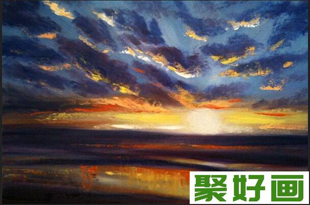 油画教程：日落油画作品详解