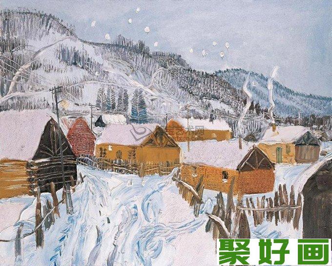 雪,长白山,北方,油画风景