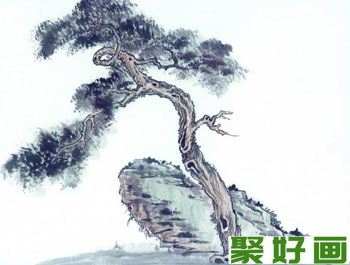 古树奇石图水墨画13