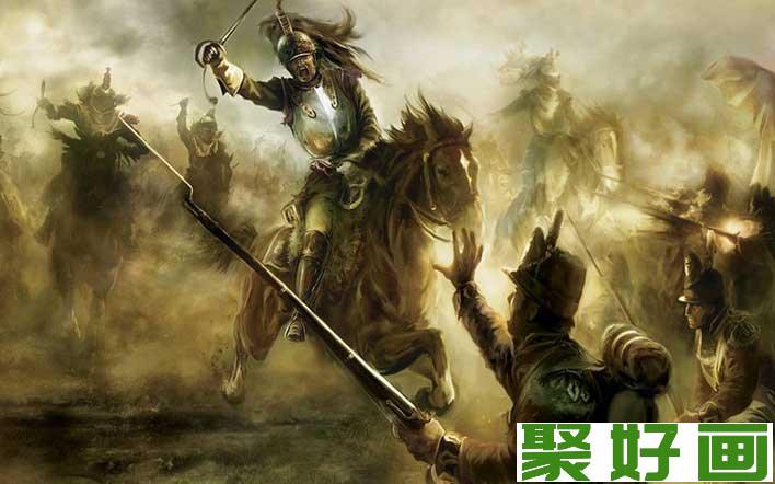 战争场面插画:欧洲古代中世纪冷兵器时代战争场面插画图片