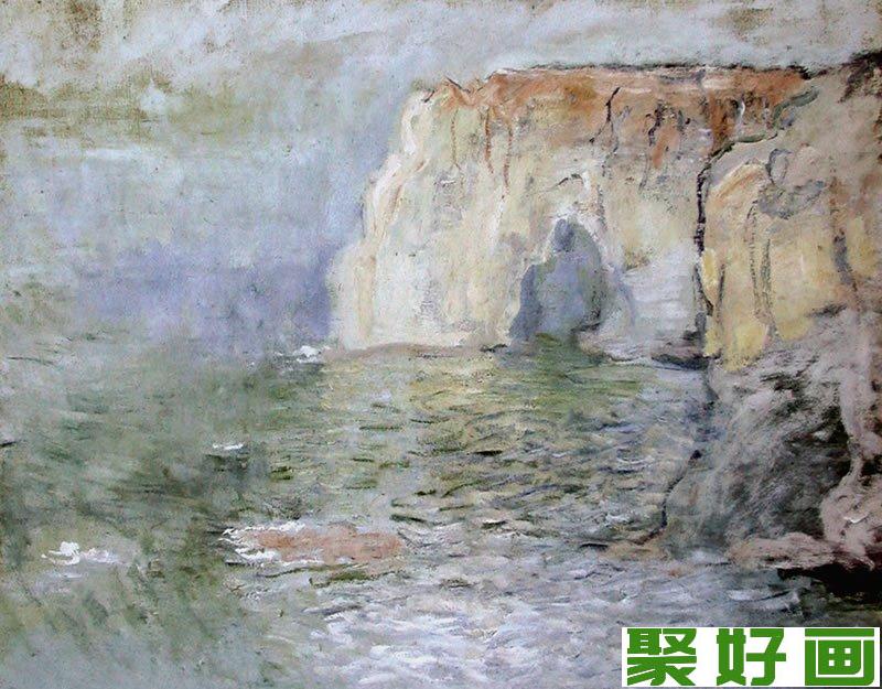 莫奈著名油画《艾特达的马纳博特：水中倒影》