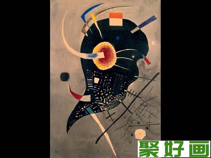 瓦西里.康定斯基抽象画作品《黑色紧张》