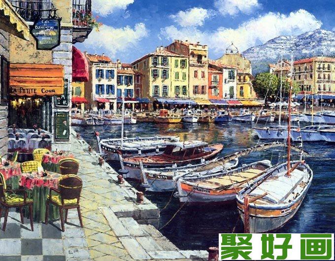 欧洲小镇油画风景图片02