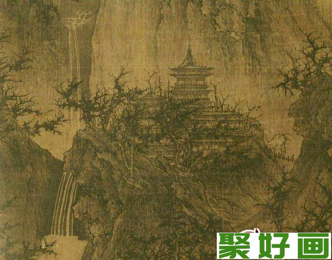 李成《晴峦萧寺图》局部高清（1）