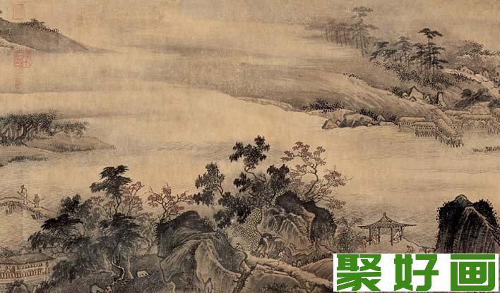 马远水墨山水画《溪山秋爽图》