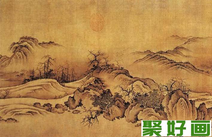 宋代名画《秋山萧寺图》