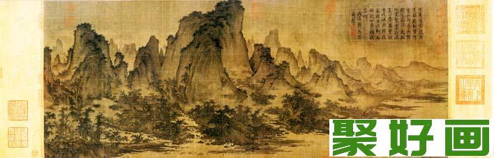 屈鼎《夏山图》_宋代全景式构图山水名画高清大图赏析