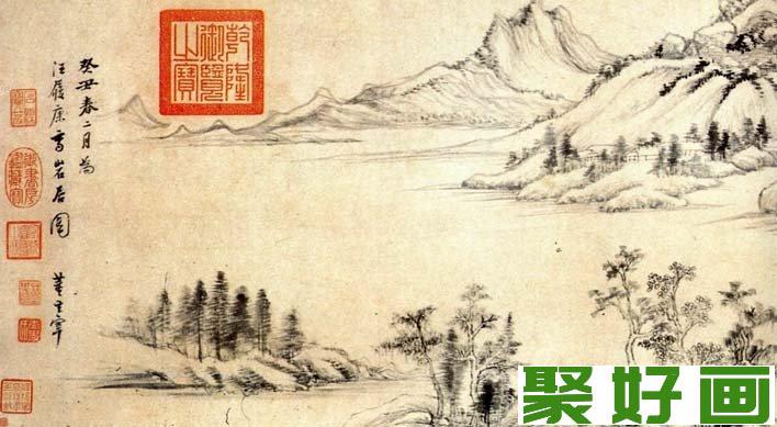 董其昌《岩居图》明代传世山水名画岩居图高清大图