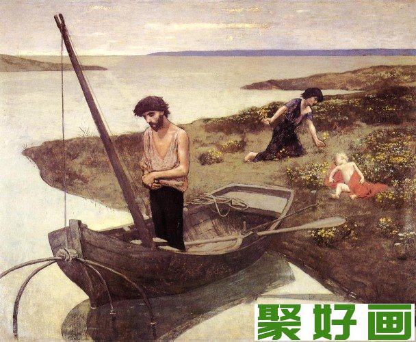 夏凡纳-法国象征主义代表油画作品渔夫