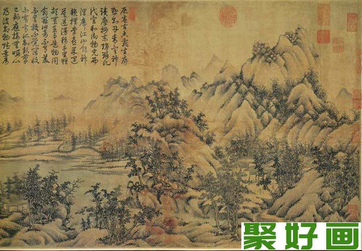 江参水墨山水画《千里江山图》第一段