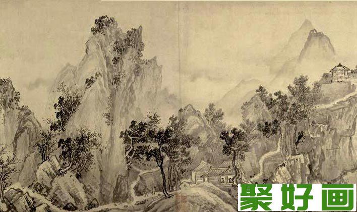 赵黻巨幅长卷水墨山水画《江山万里图》第六段