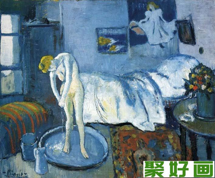 毕加索《蓝色房间》_画中画蓝色房间中洗澡的女人油画欣赏