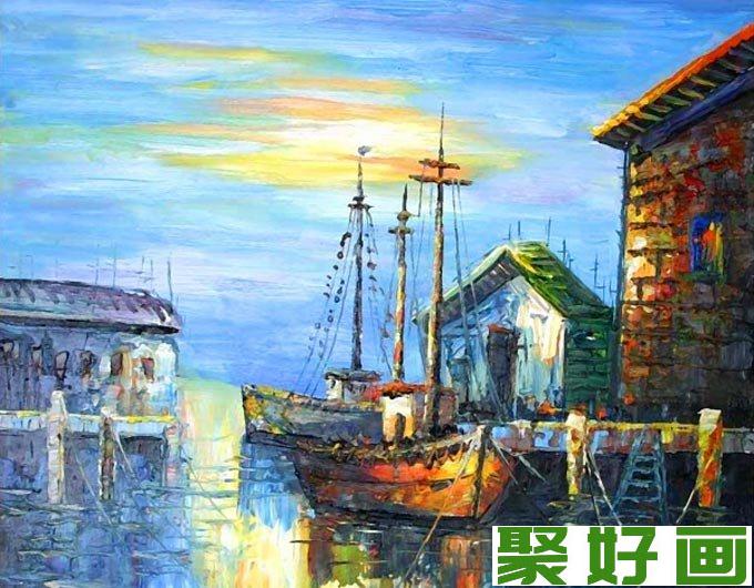 欧洲小镇油画风景图片10