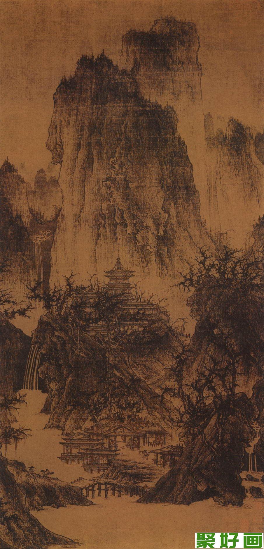 李成山水风景画：晴峦萧寺图