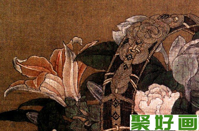 宋代李嵩《花篮图》写实工笔花卉花鸟画