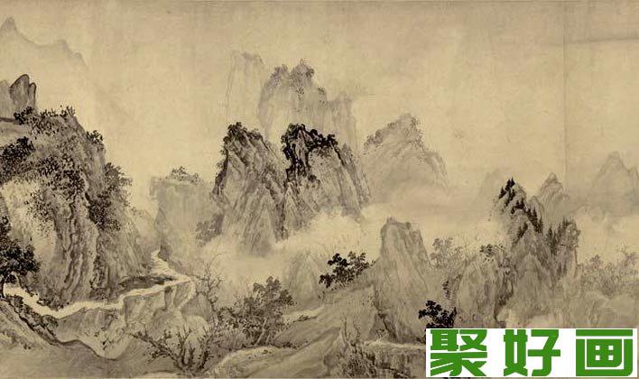 赵黻巨幅长卷水墨山水画《江山万里图》第二段