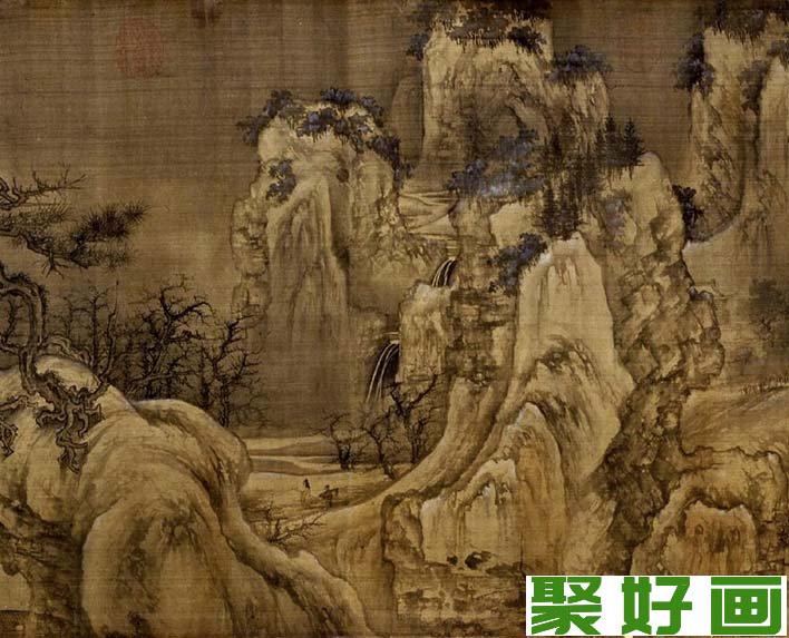 王诜山水名画《渔村小雪图》