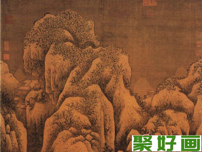 范宽山水画《雪山萧寺图》局部大图