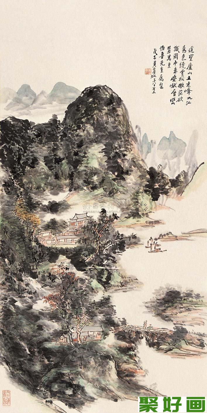 黄宾虹《庐山五老峰》_描绘庐山景色的山水画高清大图