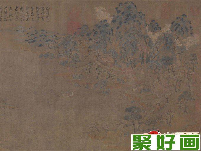 隋朝展子虔山水画《游春图》局部高清图（1）