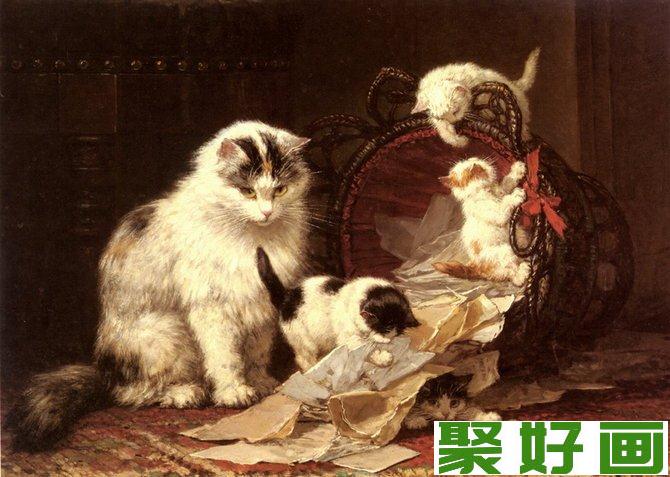 Henriette Ronner-Knip 绘画作品猫的形态