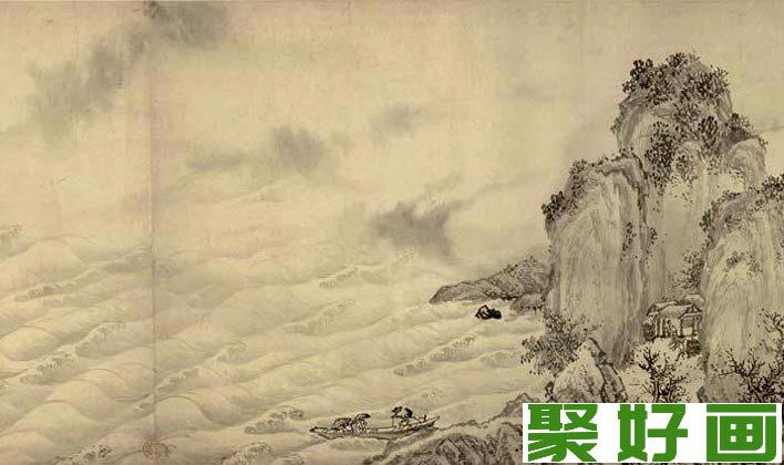 赵黻巨幅长卷水墨山水画《江山万里图》第七段