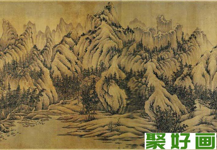 江参水墨山水画《千里江山图》第五段