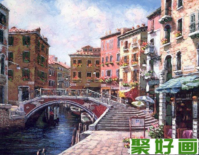 欧洲小镇油画风景图片08