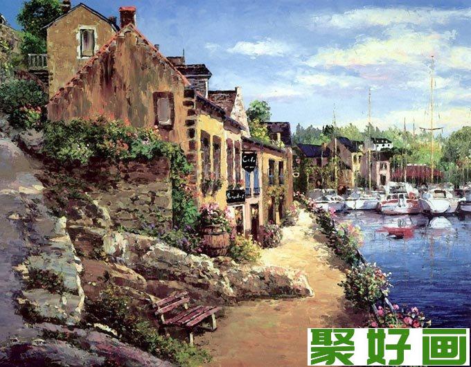 欧洲小镇油画风景图片03