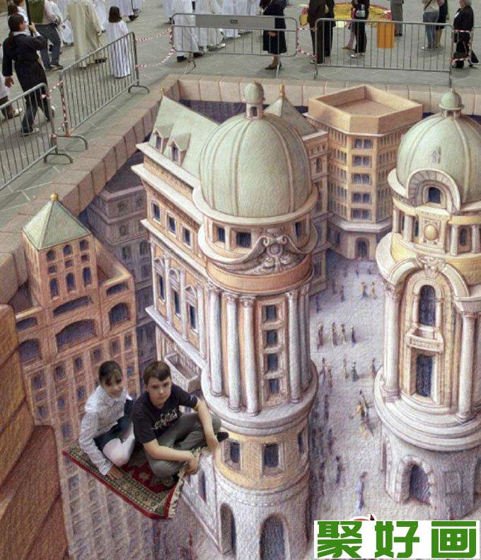 街头艺术家Kurt Wenner 3D绘画涂鸦作品（5）