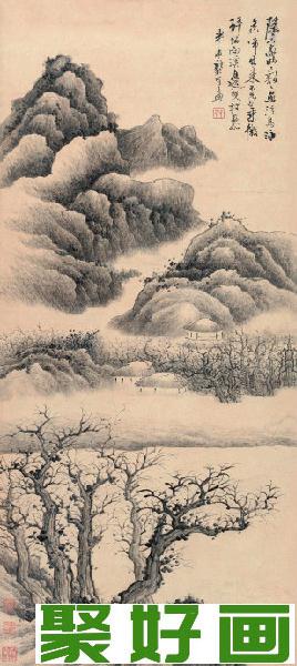 龚贤山水画：山溪村居