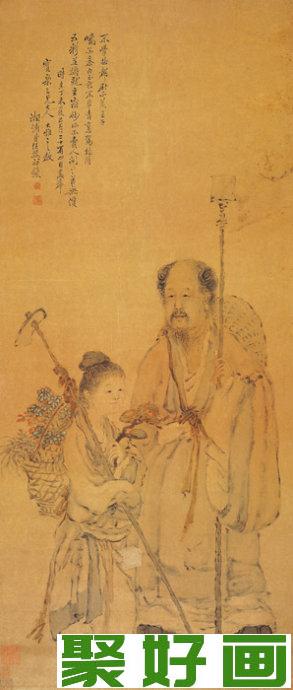  清代画家任熊国画作品：采药图