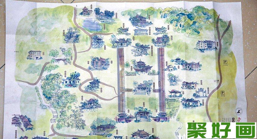  泉州少林寺精美手绘地图