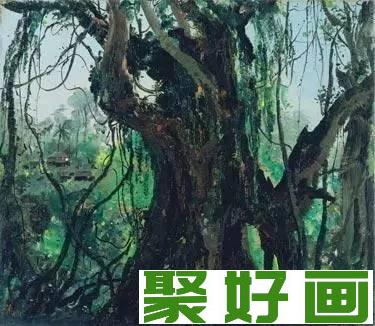 吴冠中油画作品：西双版纳榕树