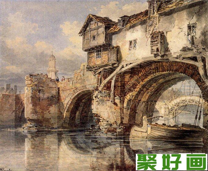 特那<a href=../zhonglei/shuicaihua/ target=_blank class=infotextkey><a href=../zhonglei/shuicaihua/ target=_blank class=infotextkey>水彩画</a></a>佳作《家乡的旧桥》高清图片欣赏