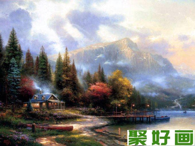 欧洲风情风景<a href=../zhonglei/youhua/ target=_blank class=infotextkey><a href=../zhonglei/youhua/ target=_blank class=infotextkey>油画</a></a>图片欣赏：清晨的炊烟