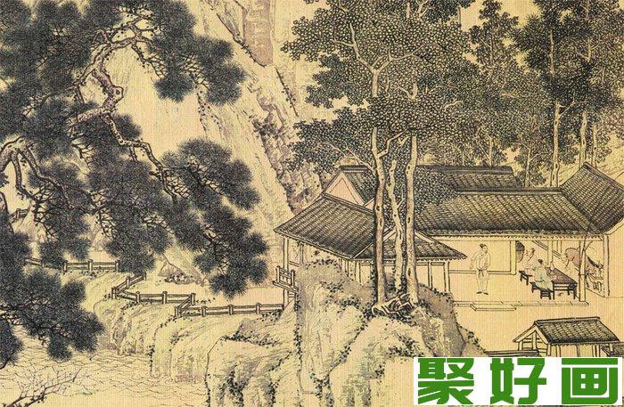 周臣山水画《春山游骑图》