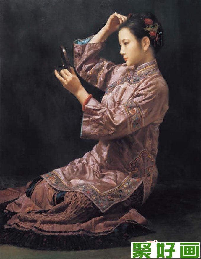 油画人物:中国近代江南女性油画人物4