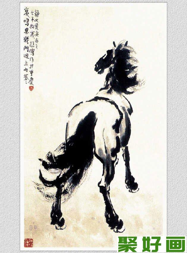 徐悲鸿的名画《马》系列组图-中国画欣赏-哀鸣