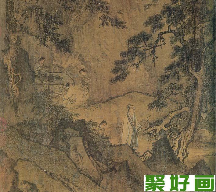 马远人物<a href=../zhuti/fengjinghua/ target=_blank class=infotextkey><a href=../zhuti/fengjinghua/ target=_blank class=infotextkey>风景画</a></a>《西园雅集图》局部高清大图01