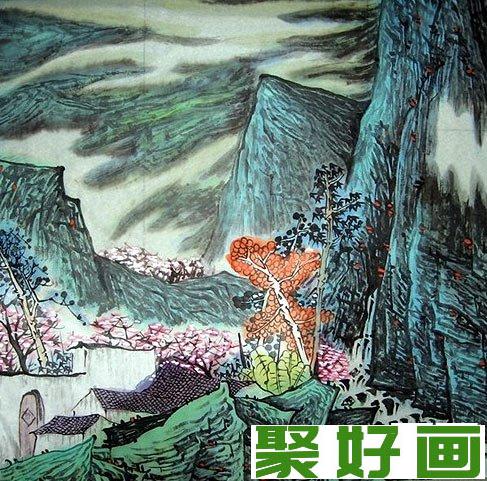 薛学凡工笔重彩山水画作品