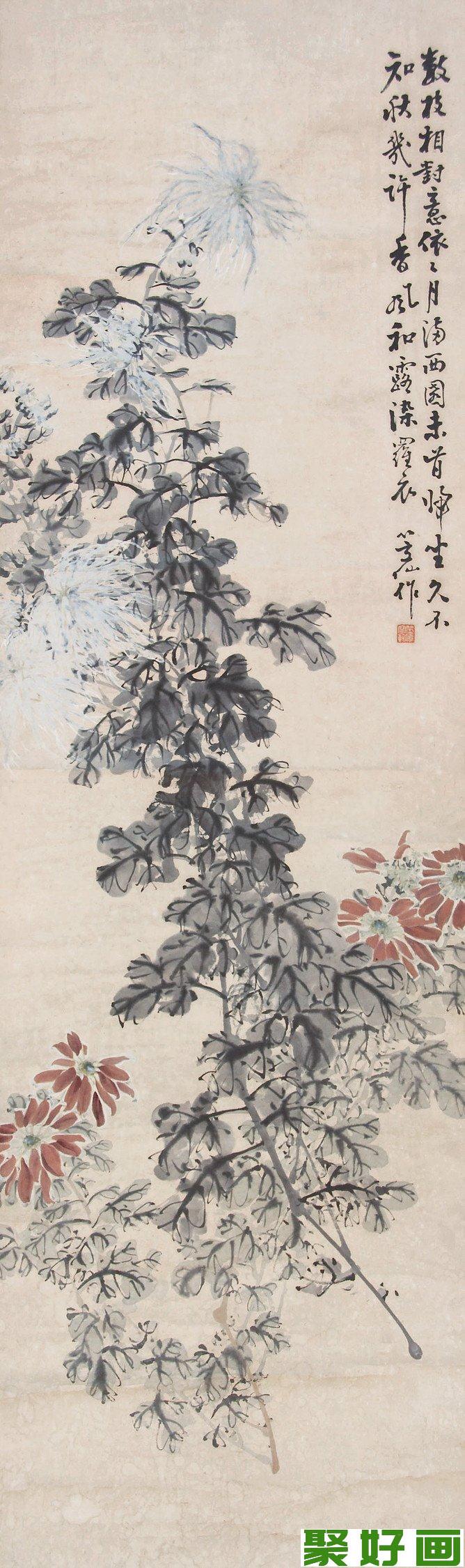 吴笠仙花鸟画菊花作品欣赏